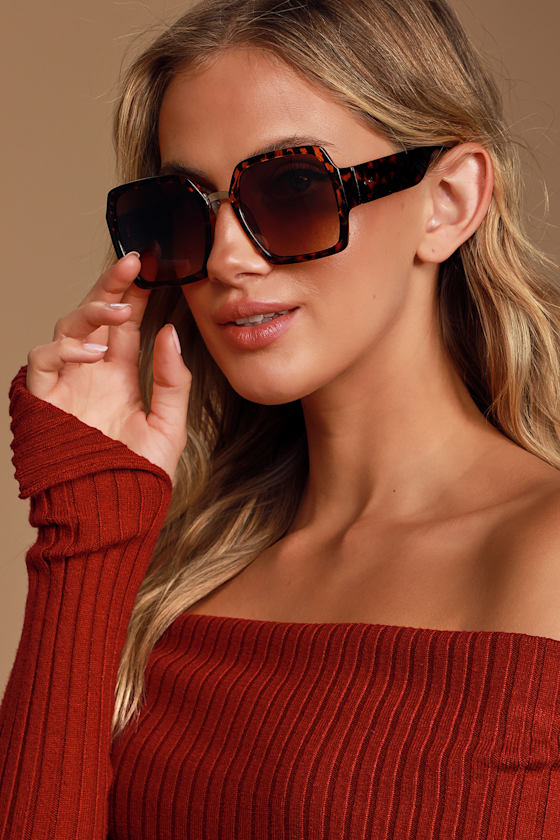 Chic Tortoise Sunglasses Oversized Sunglasses Square Sunnies Lulus