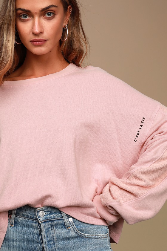 Cute Pink Sweatshirt - Pullover Sweatshirt - Graphic Pullover - Lulus