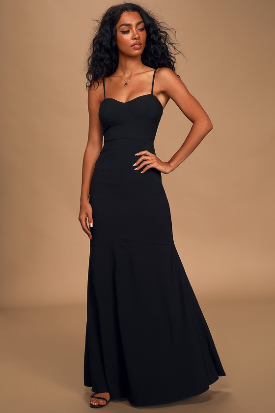 See You Again Black Bustier Mermaid Maxi Dress - Lulus See You Again Black Bustier Mermaid Maxi Dress - Lulus