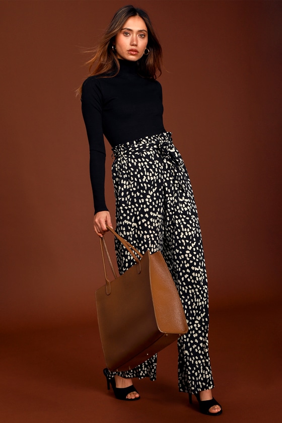 black leopard print pants