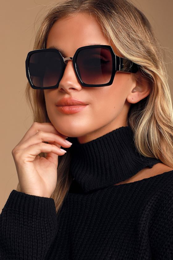 Chic Black Sunglasses - Oversized Sunglasses - Square Sunglasses - Lulus