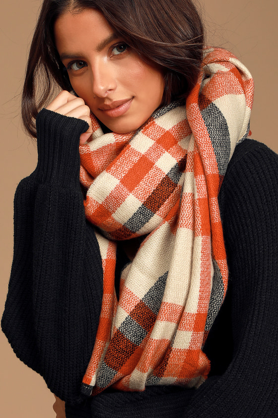 Cute Red Plaid Scarf - Knit Scarf - Oversized Scarf ...