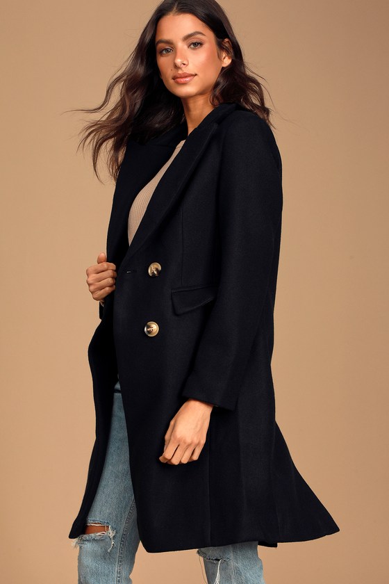 Classic Black Double Breasted Coat - Long Overcoat - Winter Coat - Lulus