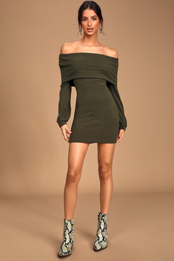 Cute Olive Green Dress - OTS Sweater Dress - Mini Bodycon Dress - Lulus
