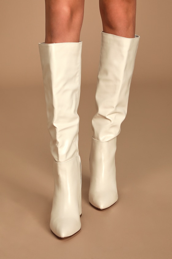 asos white knee high boots