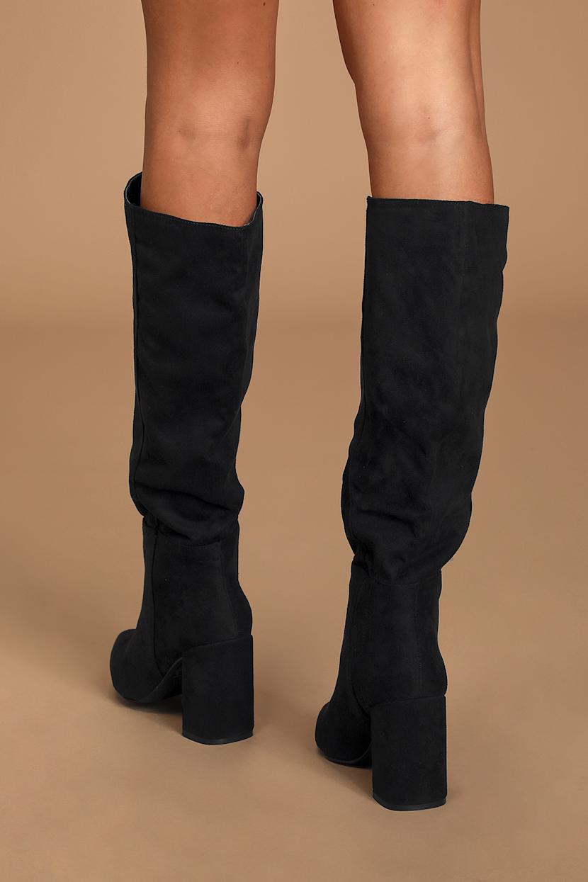 Womens Knee Length Suede Boots Suede Slouch Boots Knee Length