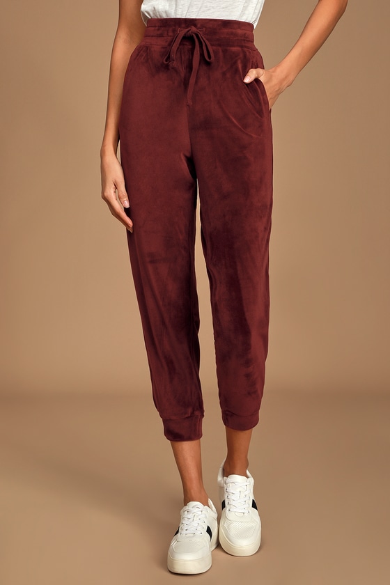 velvet joggers wide leg