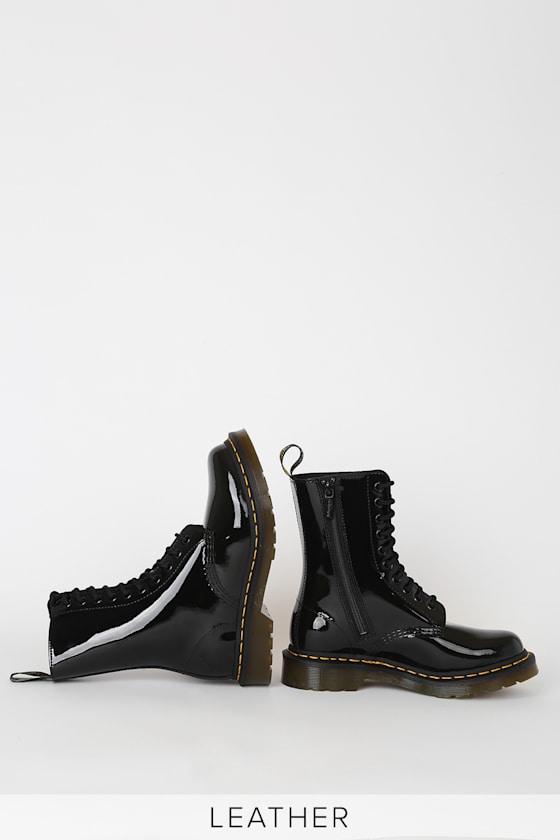 1490 Black Patent Lamper Leather Boots 2