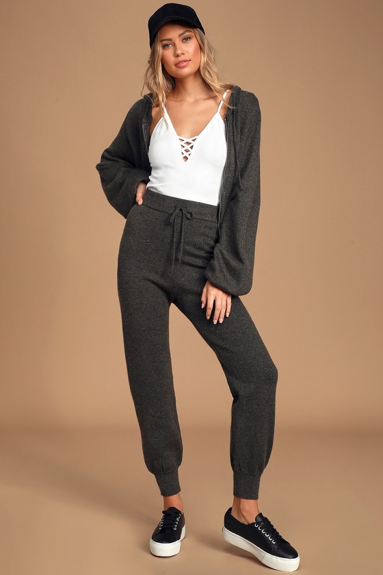 womens charcoal grey joggers