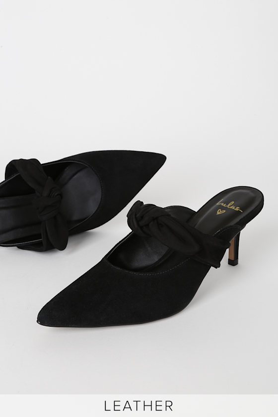 CD 26 Bow Mules Black Beige Cowhide 632597