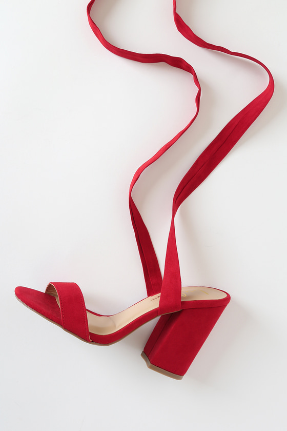 Sexy Dark Red Heels - Lace-Up Heels - Vegan Leather Heels - Lulus