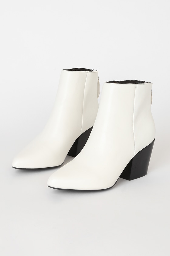 white ankle flat boots
