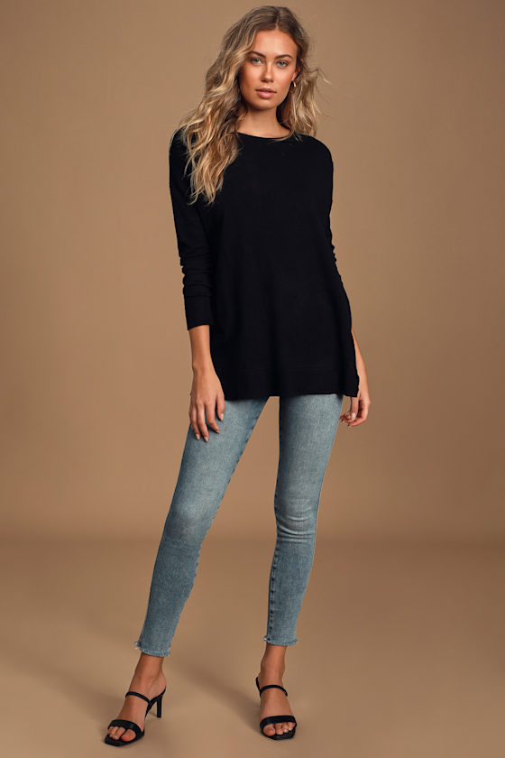 Sweetly Simple Black Knit Sweater Top 4