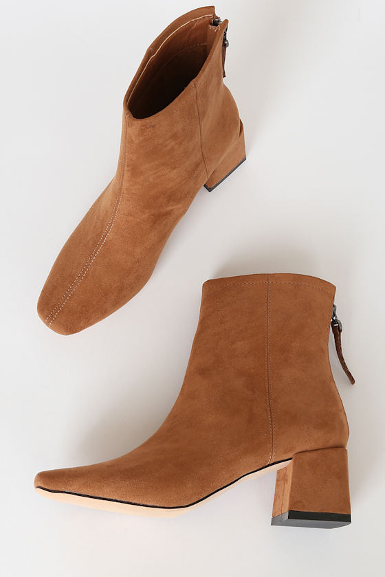 Chic Brown Boots Ankle Booties Vegan Suede Ankle Booties Lulus