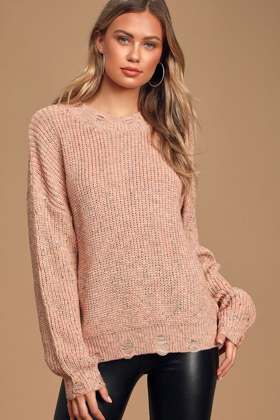 Adventurous Outing Pink Multi Speckled Pullover Sweater 2