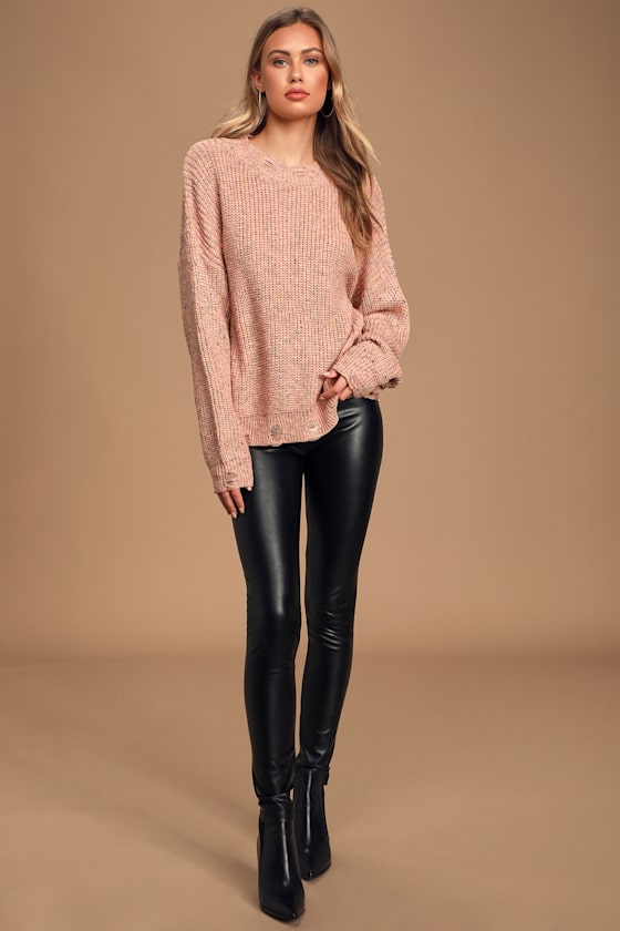 Adventurous Outing Pink Multi Speckled Pullover Sweater 1