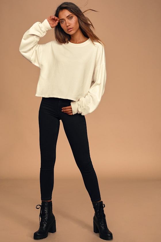 Early Mornings Cream Pullover Sweatshirt 3
