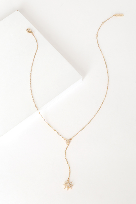 Celestial Wonder Gold Rhinestone Drop Necklace 1