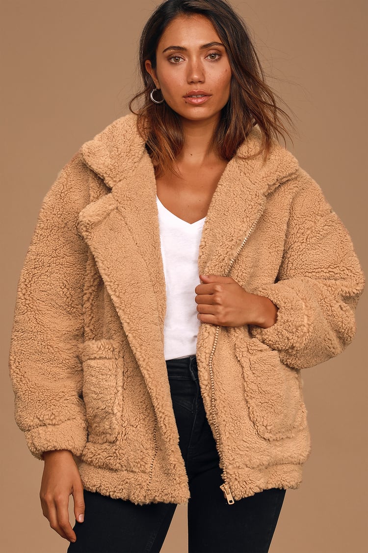 Came To Cuddle Tan Oversized Teddy Jacket