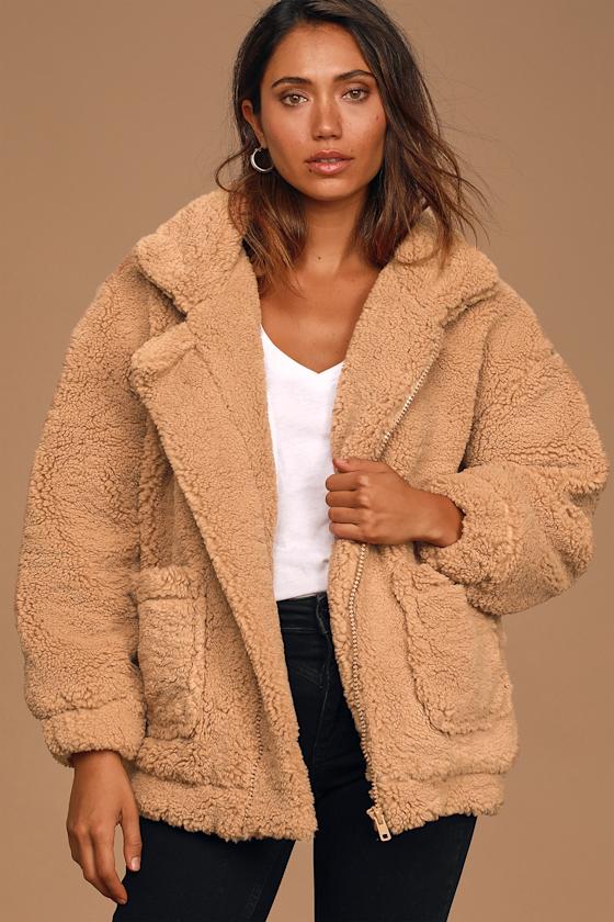 Came To Cuddle Tan Oversized Teddy Jacket 2