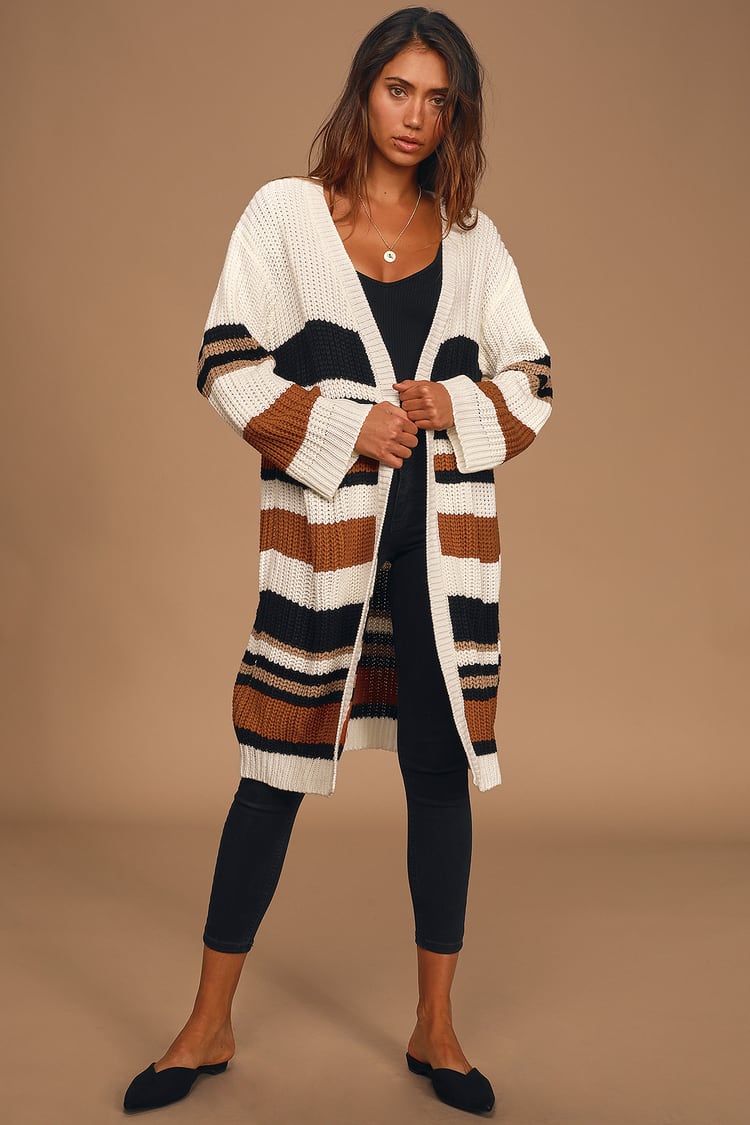 long striped cardigan