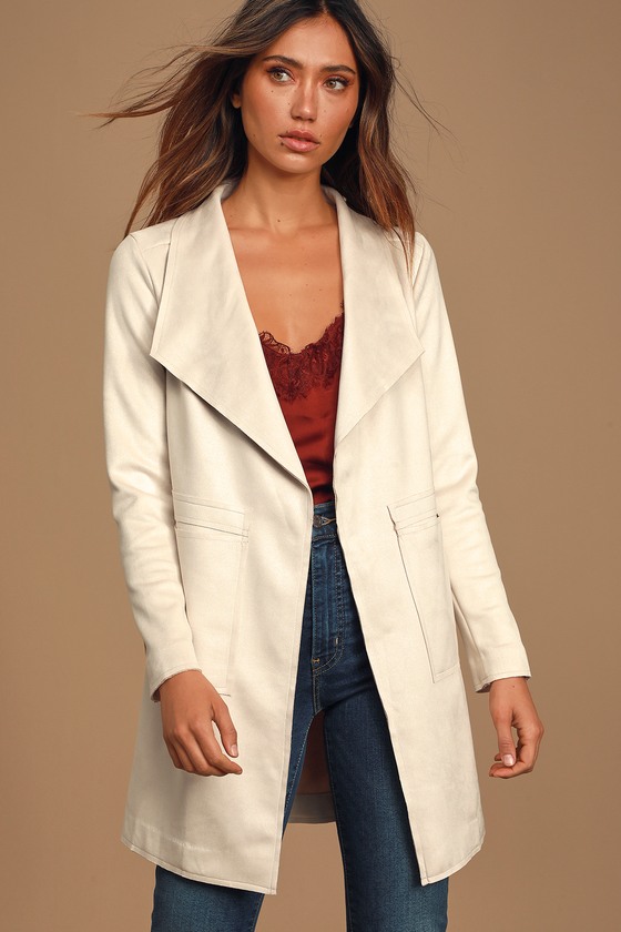 Cute Cream Suede Coat - Lightweight Coat - Vegan Suede Coat - Lulus