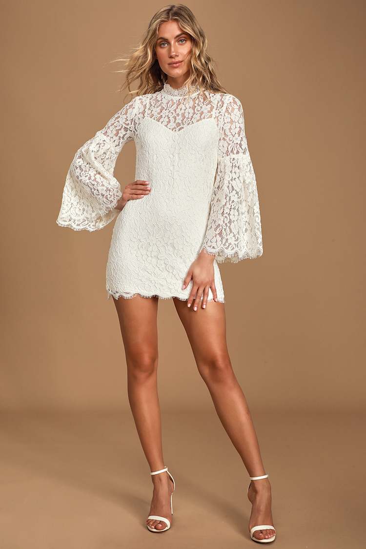 lace slip style wedding dress White Sian Slip – Gigi & Olive main image 1