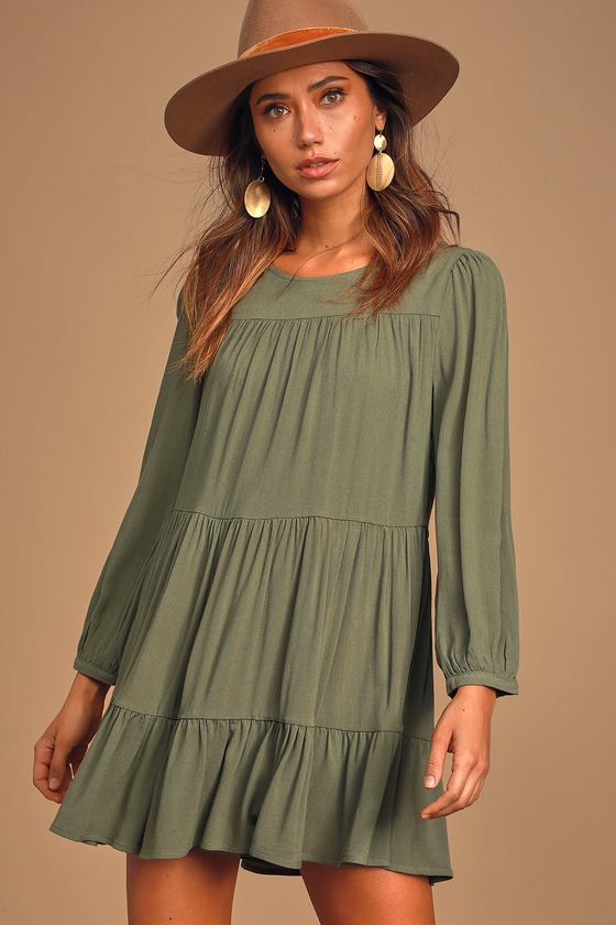 green tiered dress