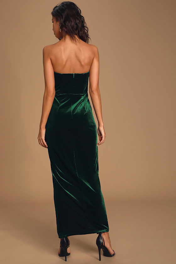 ◆Lulus◆Velvet Strapless Maxi ドレス 2color 送料込 Black Velvet Dress - Strapless Maxi Dress - Plunging Maxi