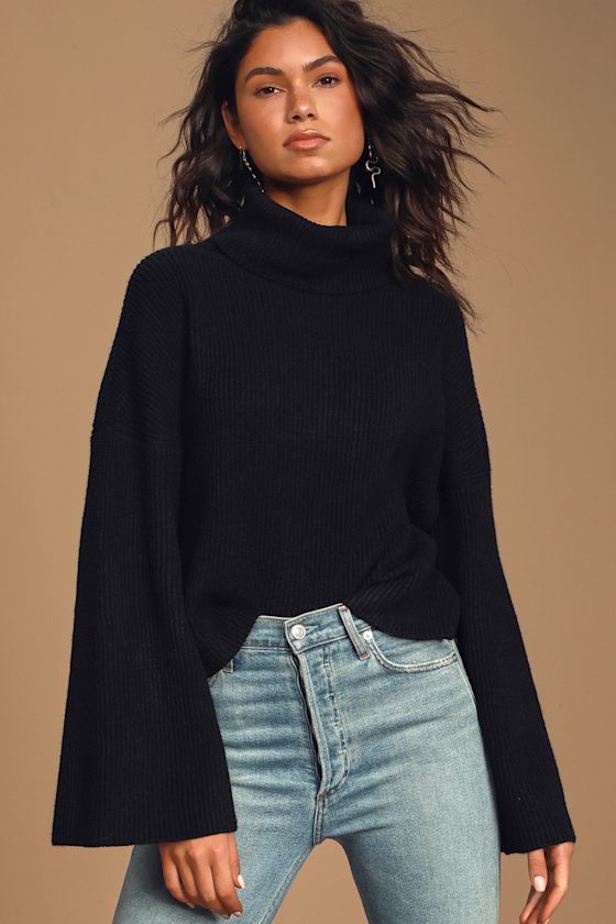 black knit turtleneck