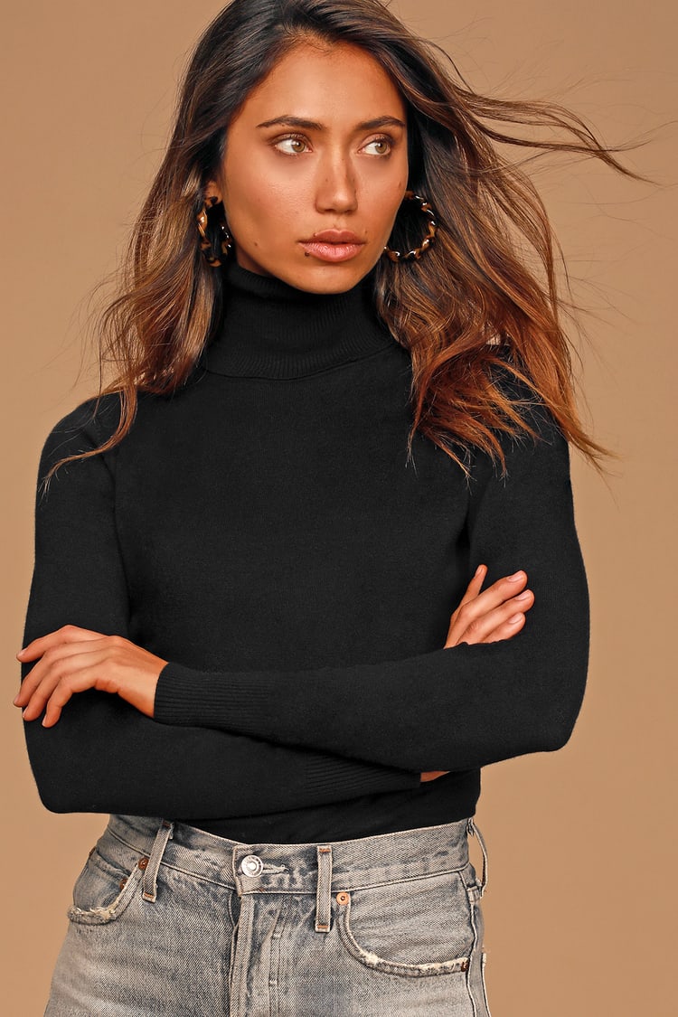 Chic Black Sweater - Turtleneck Sweater - Long Sleeve Sweater - Lulus