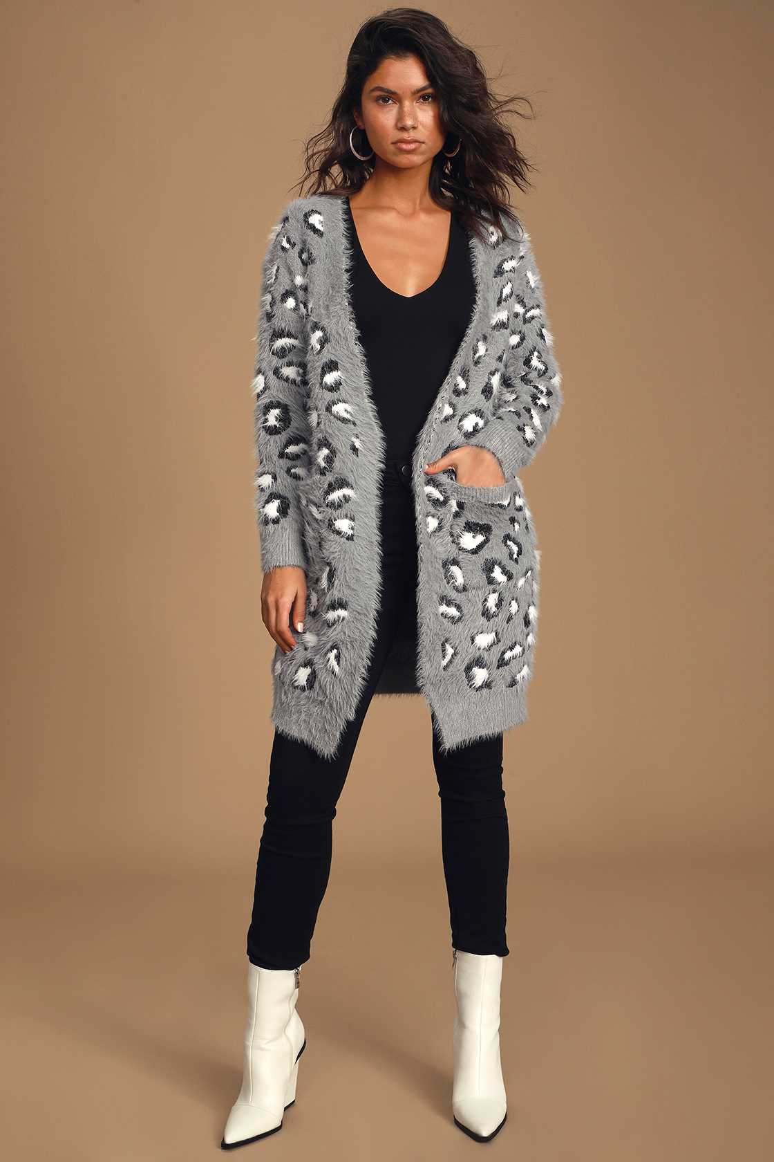 Eyelash Leopard Sweater - BEIGE (S/M, L/XL)  (Packs of 6)