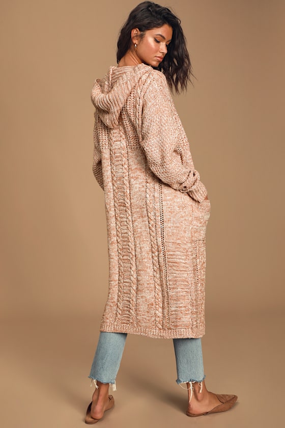 Casual Encounter Heather Mauve Long Hooded Sweater 5