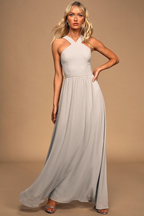 Beautiful Grey Dress - Maxi Dress - Halter Dress - $70.00 - Lulus