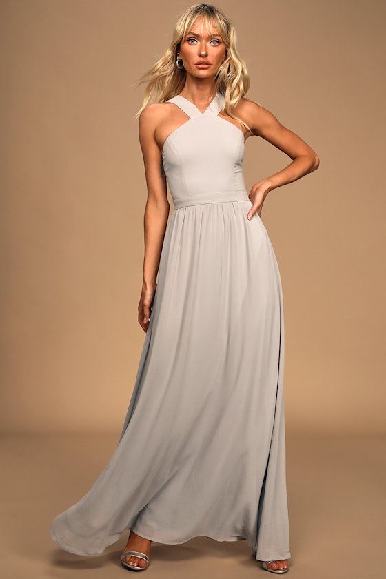 Beautiful Grey Dress - Maxi Dress - Halter Dress - $70.00 - Lulus