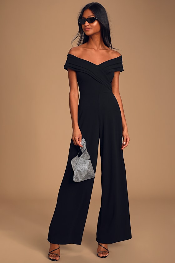 Stand Tall Black Off-The-Shoulder Wide-Leg Jumpsuit 2