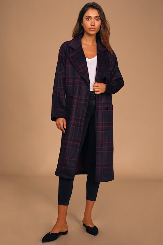 Karalissa Dark Purple Plaid Coat 5