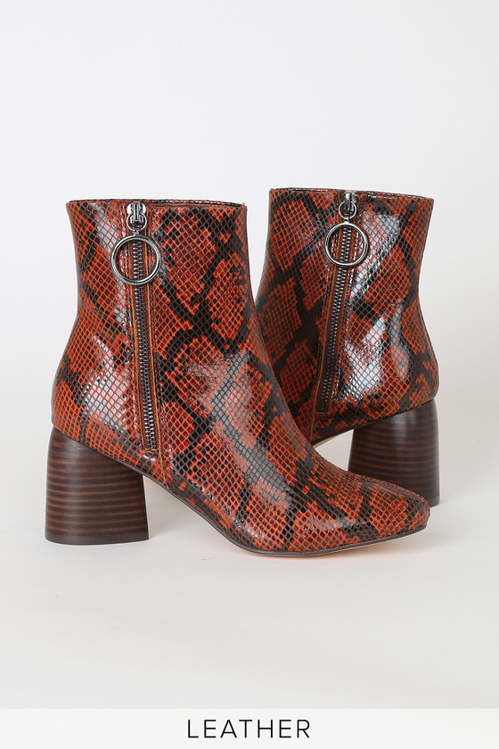 biker boots snake print