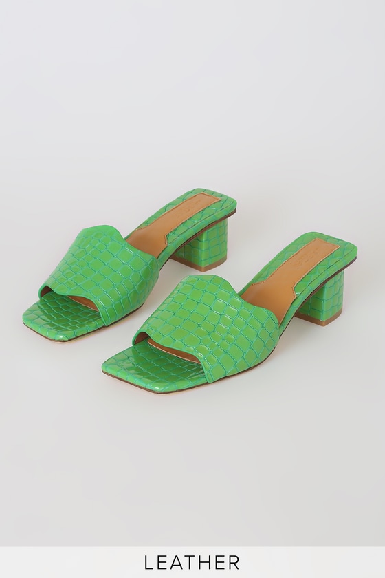 green croc heels