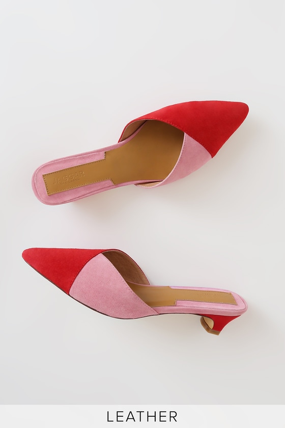 red pointed mules