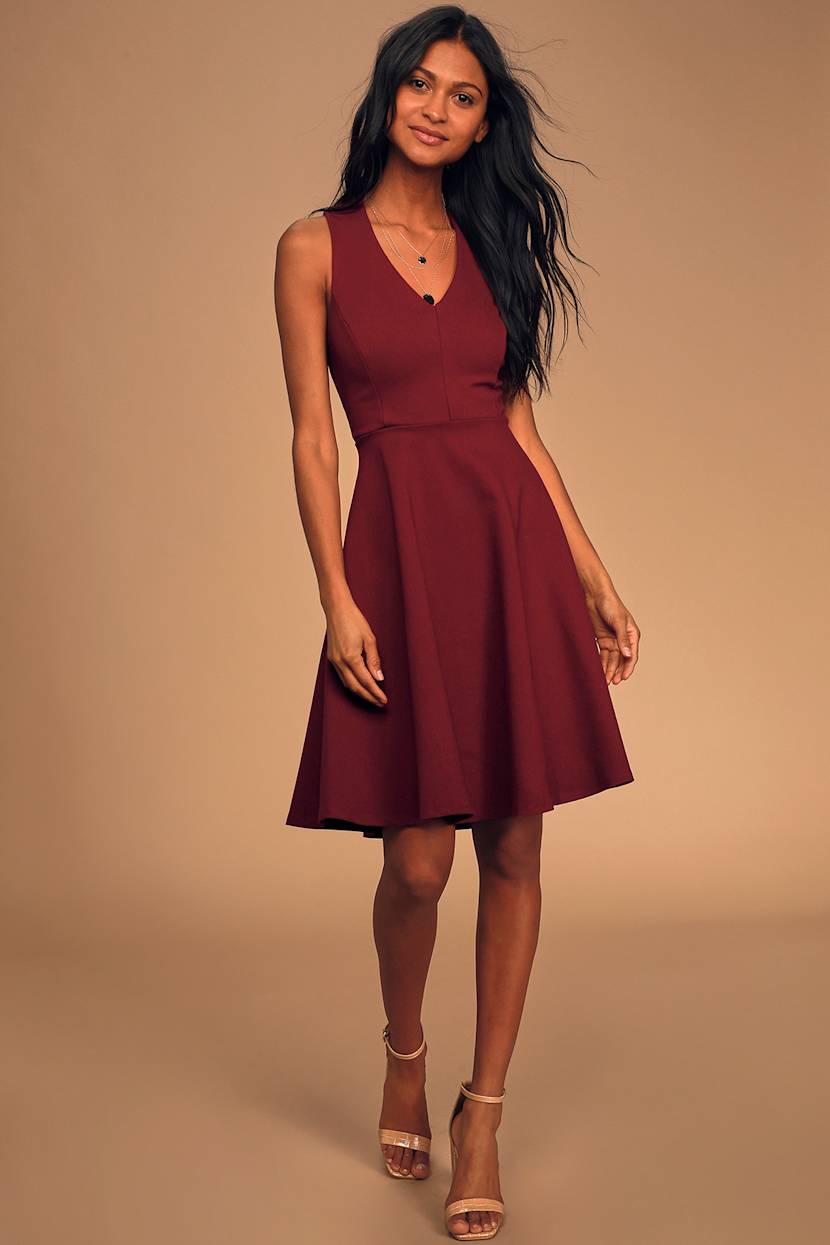 white christmas dresses The Diana Midi Dress in wine red🍷 – LA RIVIERA STORE main image 1