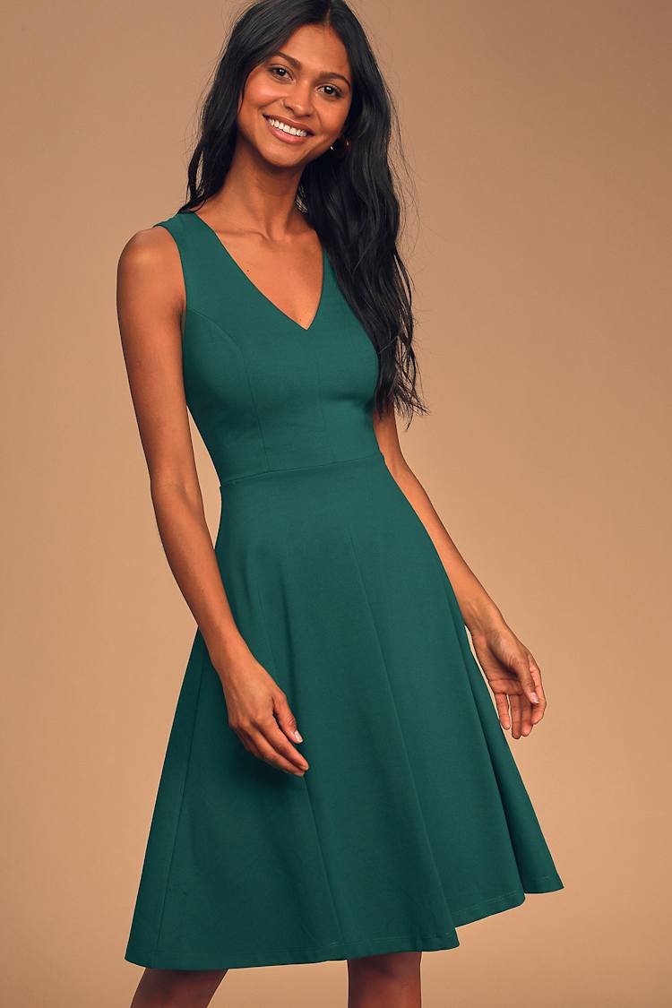 Dark Green Dress - Midi Dress - Skater Dress - Sleeveless Dress - Lulus Dark Green Dress - Midi Dress - Skater Dress - Sleeveless Dress - Lulus
