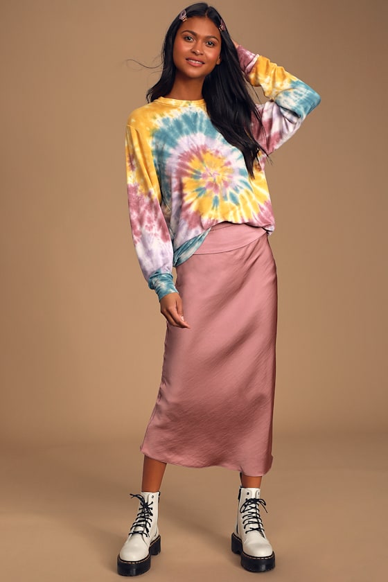 Only Good Vibes Yellow Multi Tie-Dye Pullover Sweatshirt 2