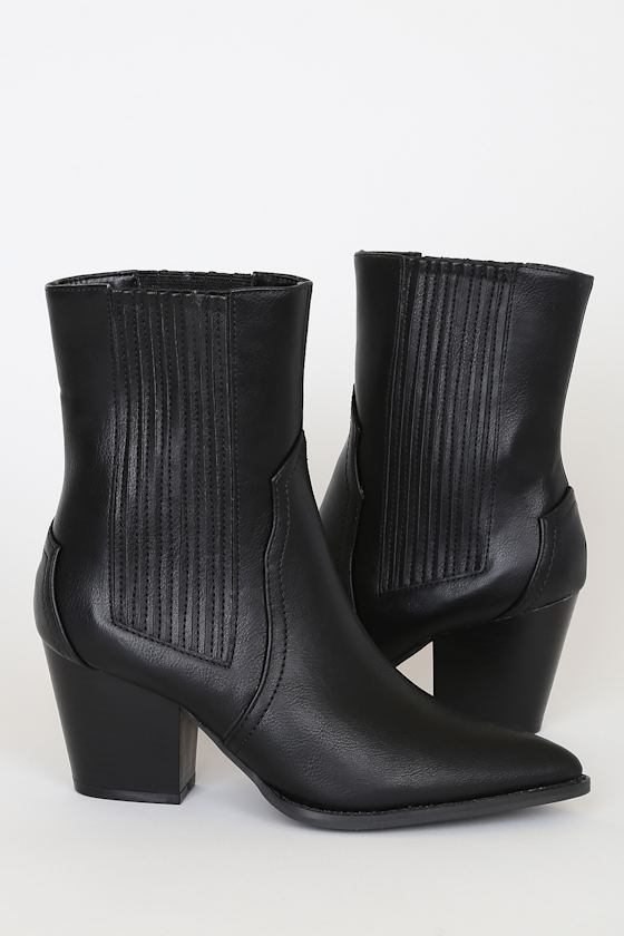 Vaylyn Black Pointed-Toe Mid-Calf Boots 2