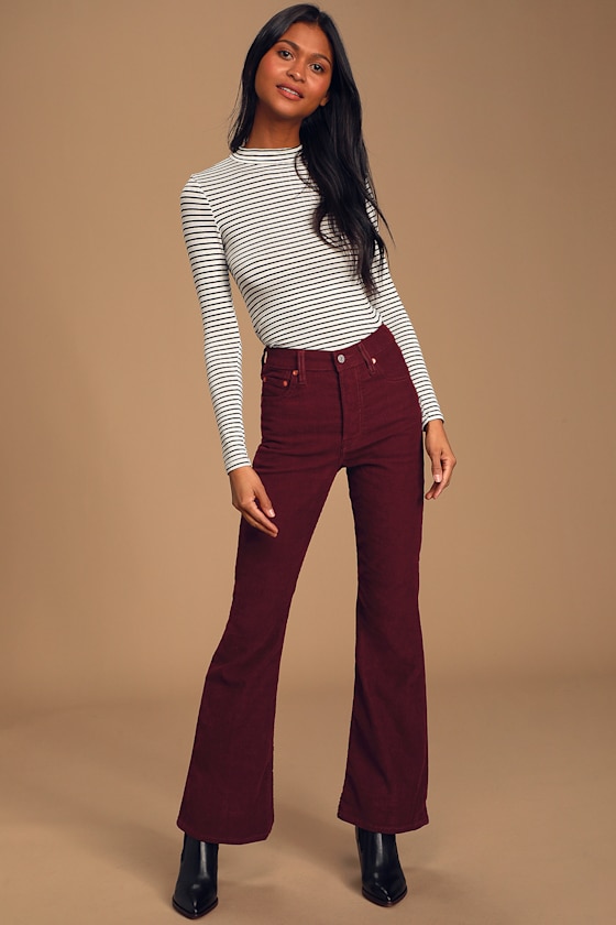 Ribcage Burgundy Corduroy Wide-Leg Pants 2