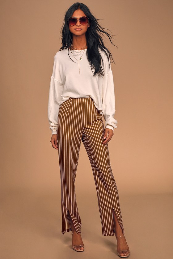 striped pants high waisted