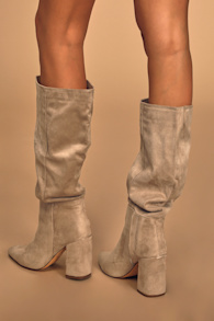 Katari Taupe Suede Pointed-Toe Knee High Boots 2