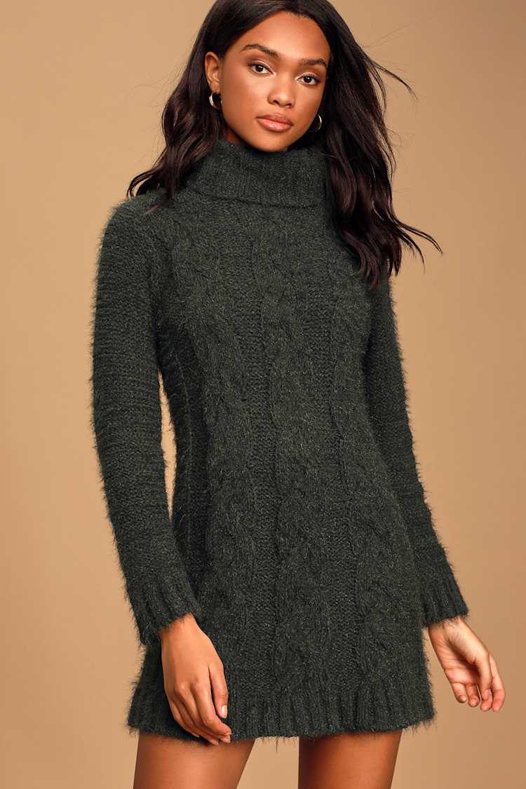 forest green knit dress FOREST GREEN KNITTED DRESS main image 0