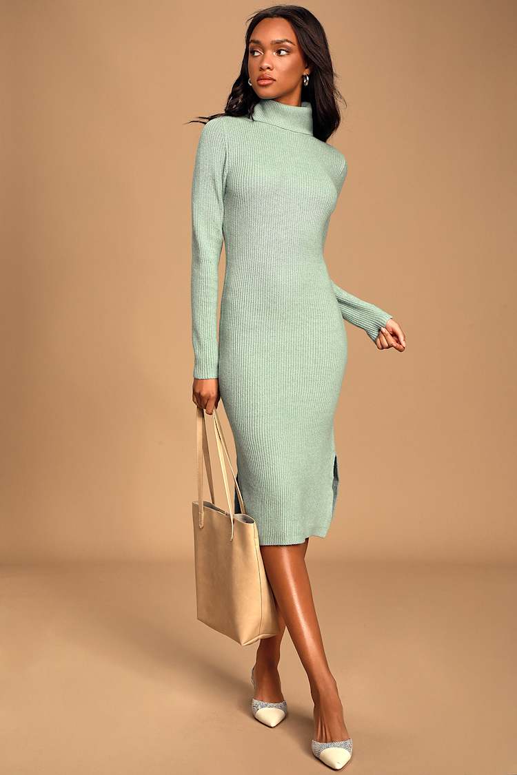 slim fit dress slacks Green Bodycon Button Sweater Dress & Reviews - Green - Dresses main image 1