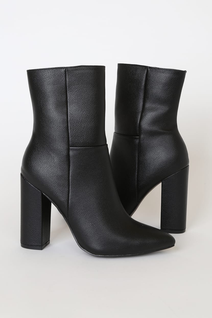 pointed toe mid calf boots